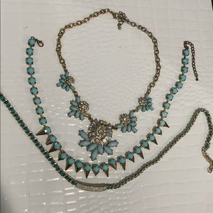3 PIECES light blue turquoise necklaces